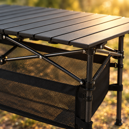 Roll-Up Aluminum Camping Table with Carry Bag, Black