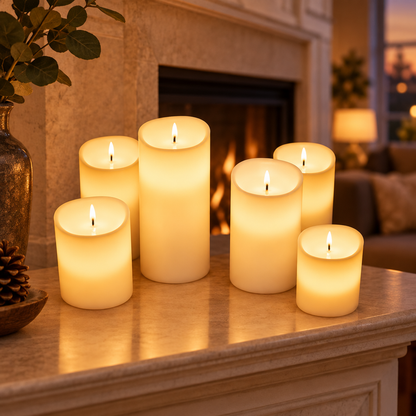 Flameless LED Candles with Remote and Timer, 6 Pack, Ivory