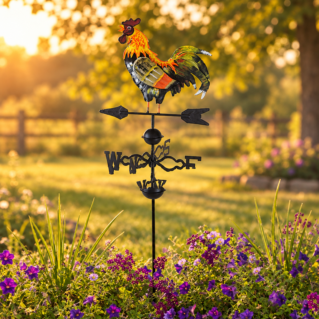 Farm Scene Wind Spinner Weathervane, Die-Cast Iron