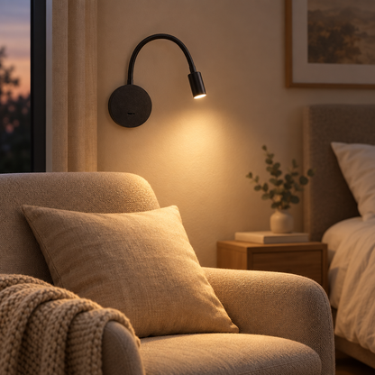 Rechargeable Wall Sconce, No Drilling, Black