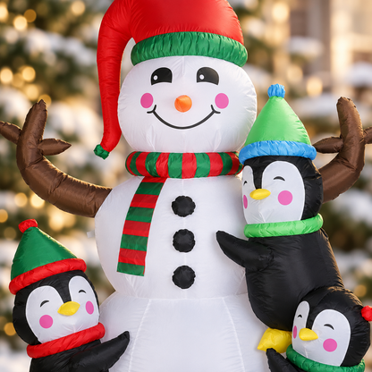 5.9 ft Snowman and Penguin Christmas Inflatable