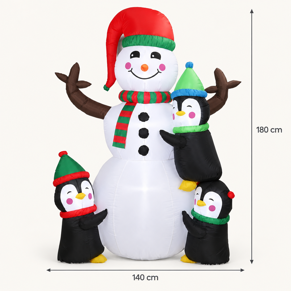 5.9 ft Snowman and Penguin Christmas Inflatable dimensions