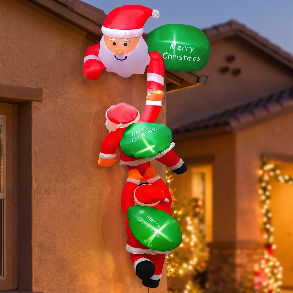 94.5 in Climbing Santa Christmas Inflatable with Lights, US Plug