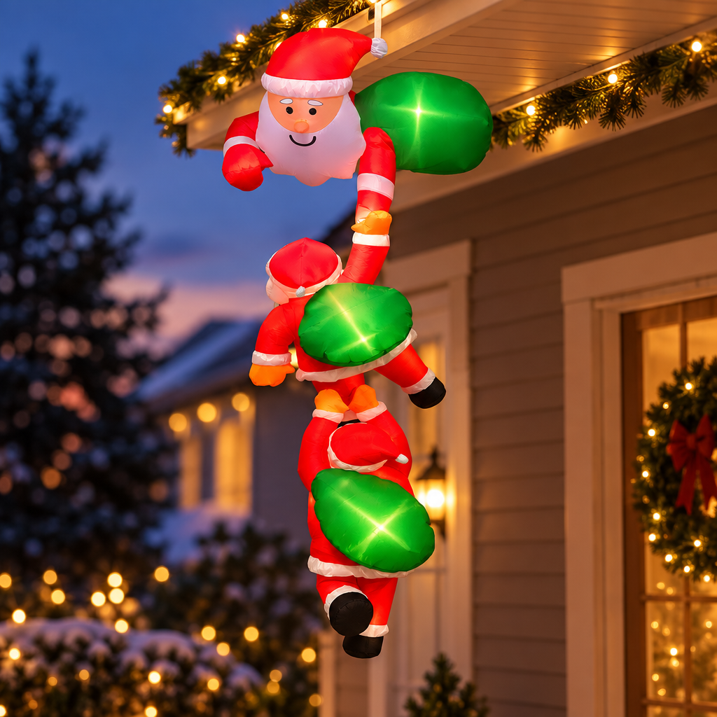 94.5 in Climbing Santa Christmas Inflatable with Lights, US Plug