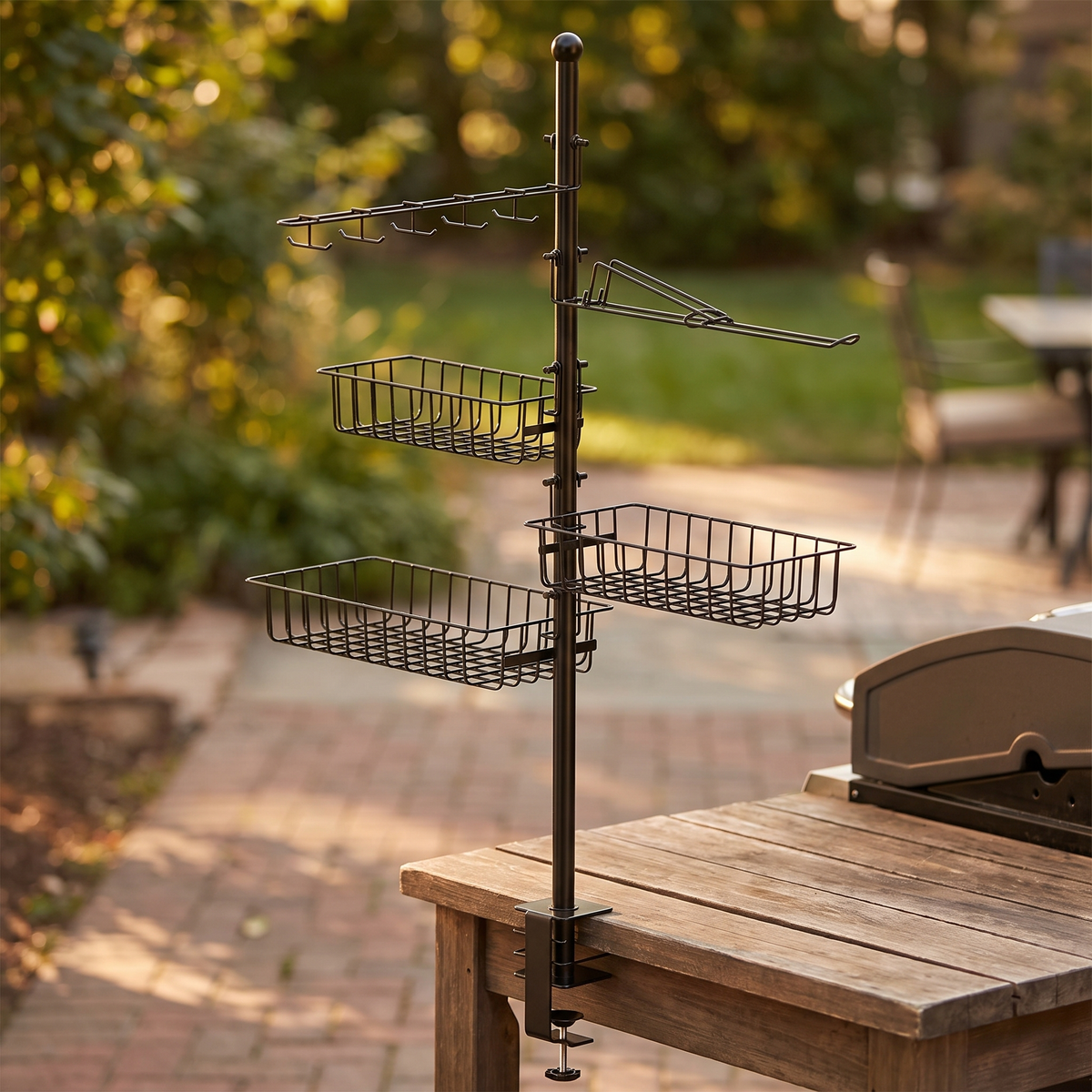 Griddle Caddy with Paper Towel Holder and Hooks