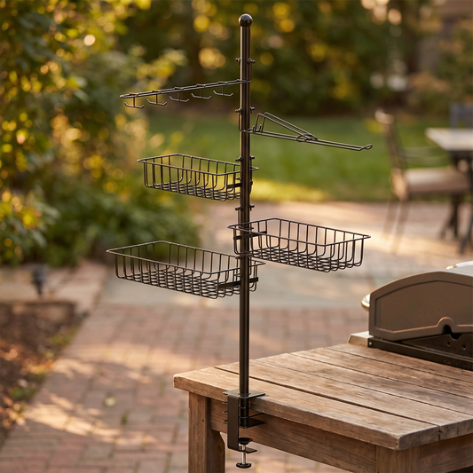 Griddle Caddy with Paper Towel Holder and Hooks