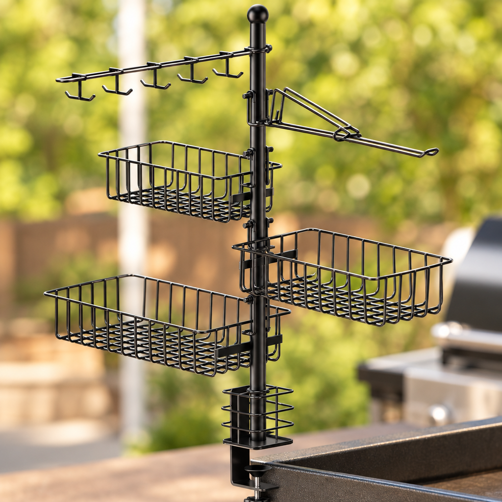 Griddle Caddy with Paper Towel Holder and Hooks