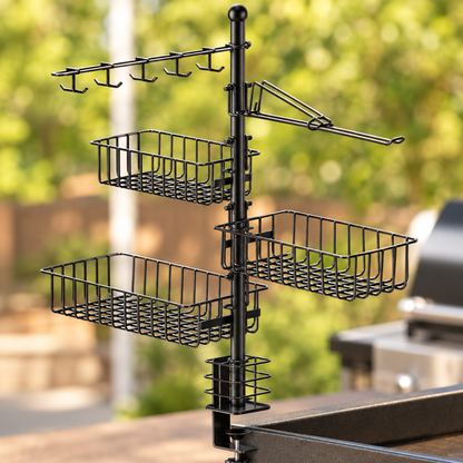 Griddle Caddy with Paper Towel Holder and Hooks