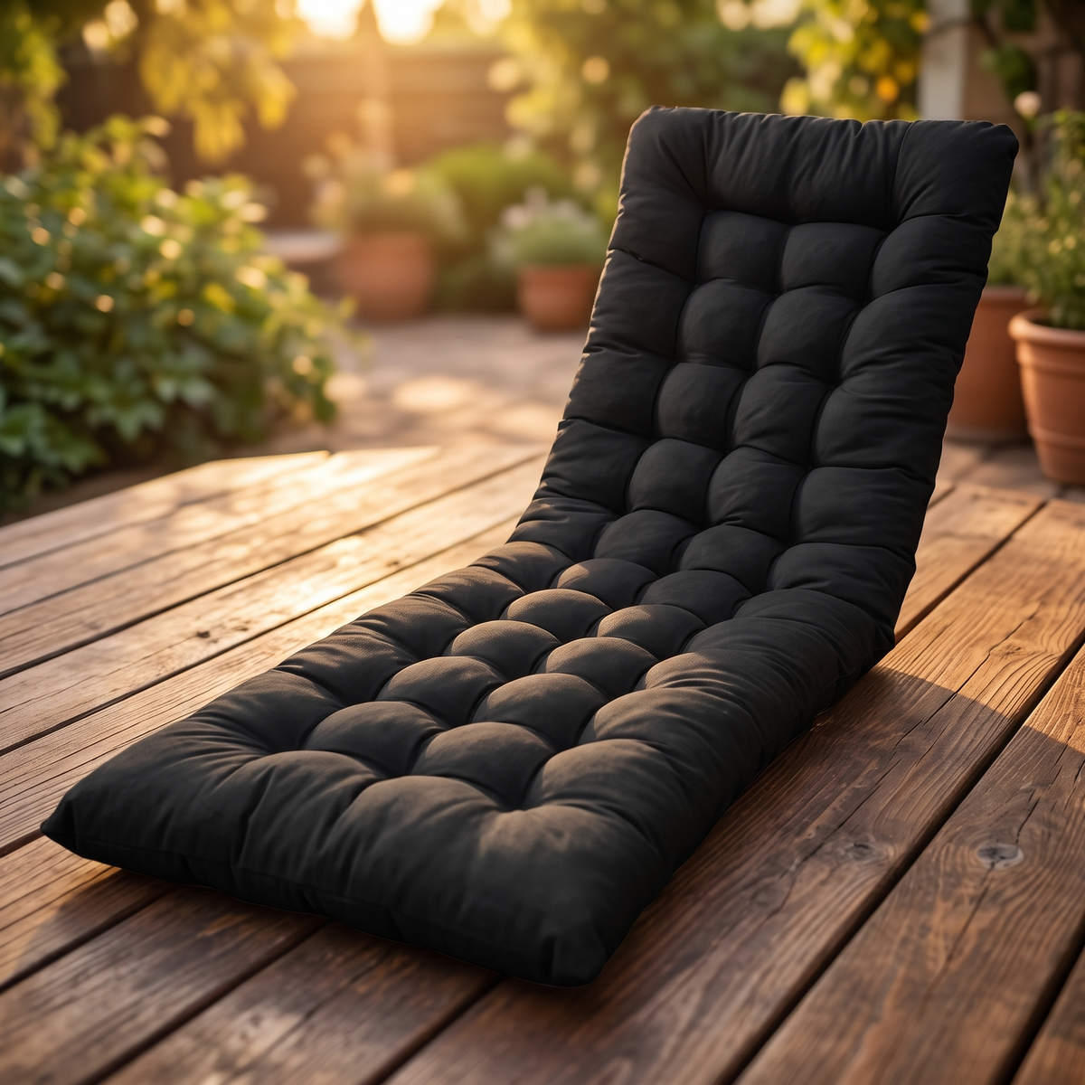 Chaise Lounge Cushion, 71 x 22 in, Black