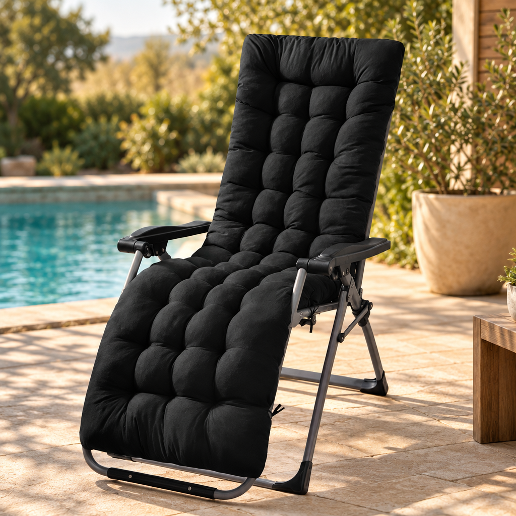 Chaise Lounge Cushion, 71 x 22 in, Black