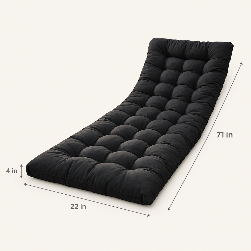 Chaise Lounge Cushion, 71 x 22 in, Black dimensions