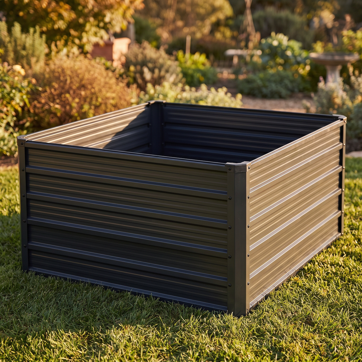 Metal Raised Garden Bed, 70.7 x 35.6 x 22.3 in, Grey Black