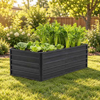 Metal Raised Garden Bed, 70.7 x 35.6 x 22.3 in, Grey Black
