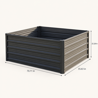 Metal Raised Garden Bed, 70.7 x 35.6 x 22.3 in, Grey Black dimensions