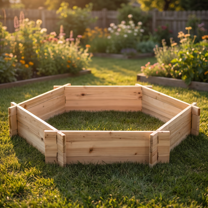 Screwless Hexagon Raised Garden Bed, Natural Wood