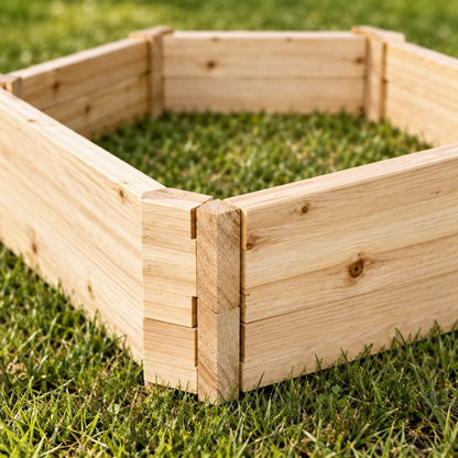 Screwless Hexagon Raised Garden Bed, Natural Wood