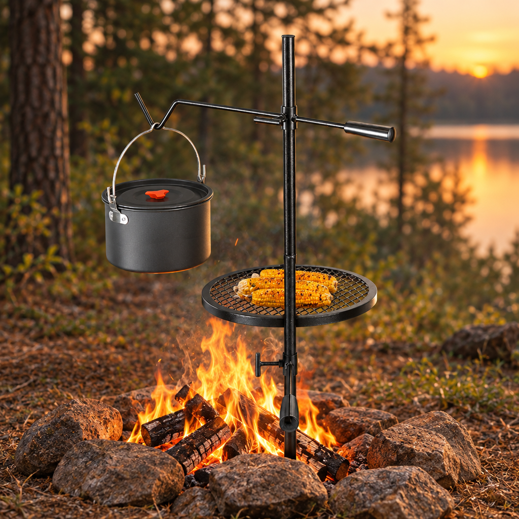 Swivel Campfire Grill Grate, Heavy Duty Steel