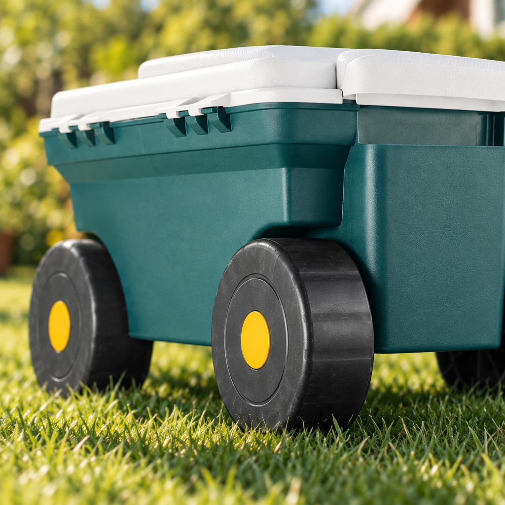 Rolling Garden Seat Cart with Storage Bin, Holds 275 lb, Green