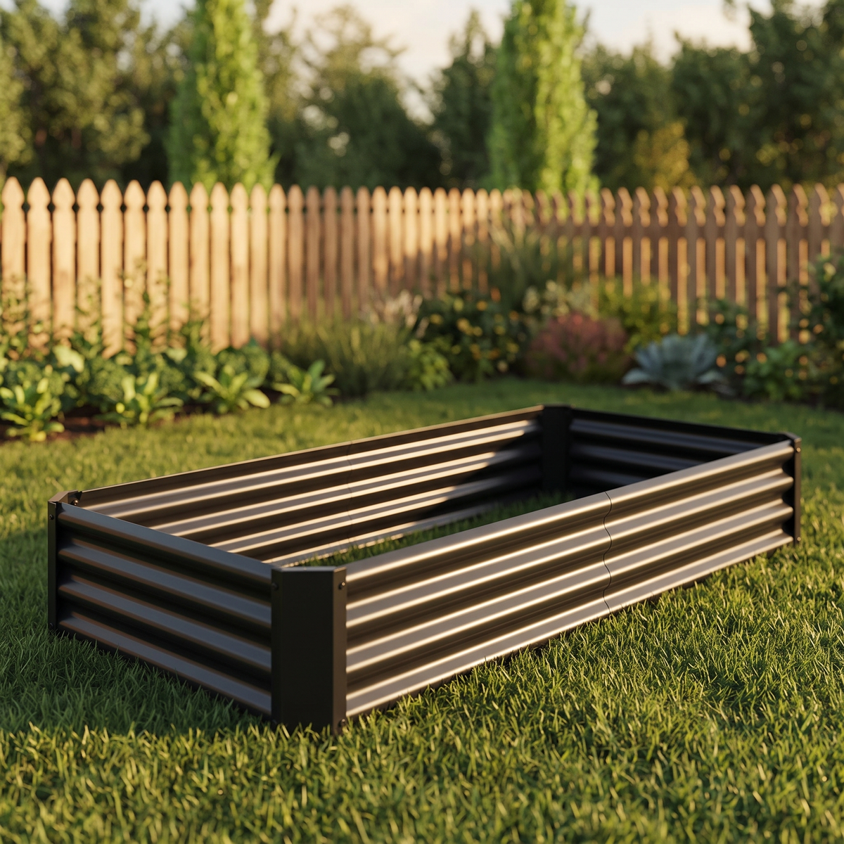 Metal Raised Garden Bed, 6 x 3 x 1 ft, Black