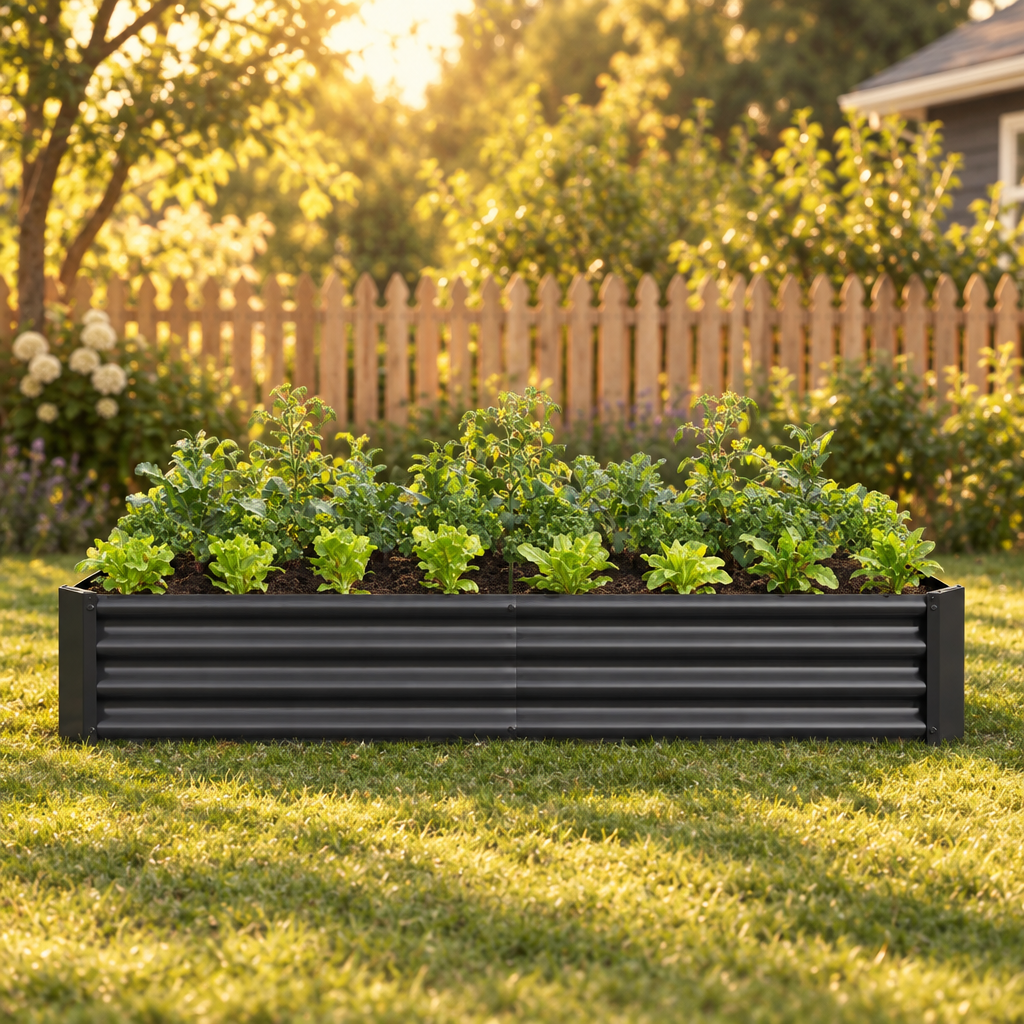 Metal Raised Garden Bed, 6 x 3 x 1 ft, Black