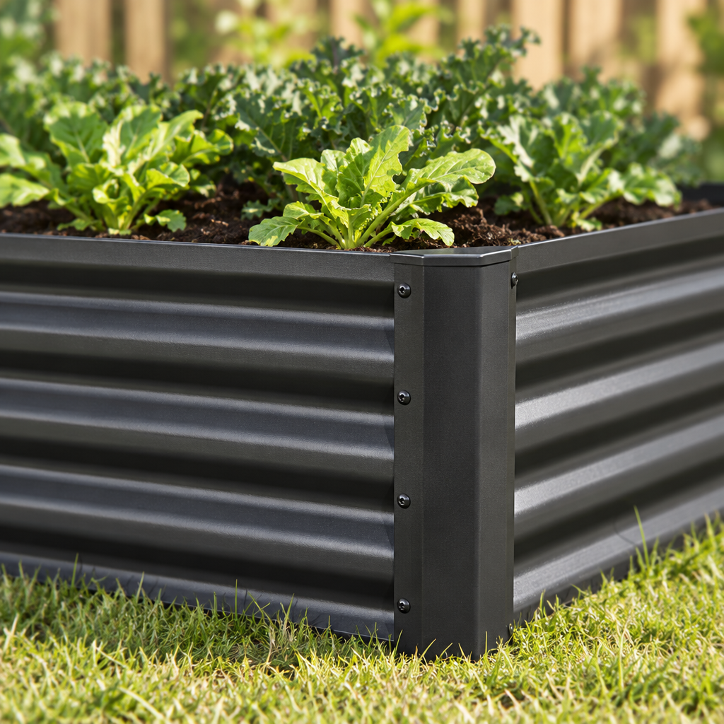 Metal Raised Garden Bed, 6 x 3 x 1 ft, Black