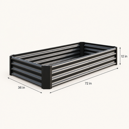 Metal Raised Garden Bed, 6 x 3 x 1 ft, Black dimensions