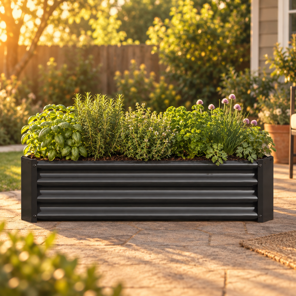 Metal Raised Garden Bed, 4 x 2 x 1 ft, Black