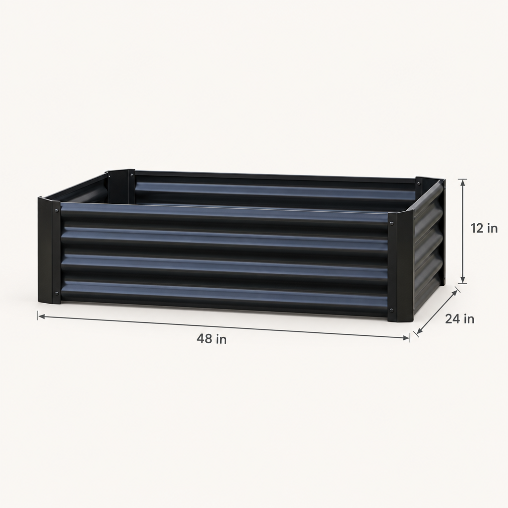 Metal Raised Garden Bed, 4 x 2 x 1 ft, Black dimensions