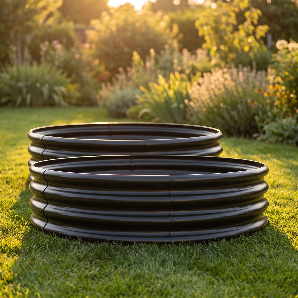 Round Metal Raised Garden Beds, 2 Pack, 11.42 in High, Black