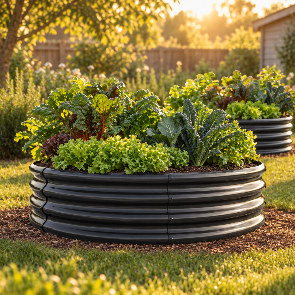 Round Metal Raised Garden Beds, 2 Pack, 11.42 in High, Black