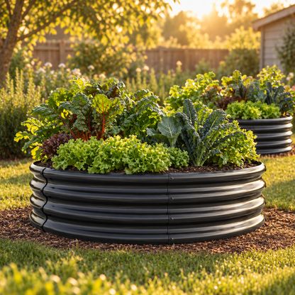 Round Metal Raised Garden Beds, 2 Pack, 11.42 in High, Black