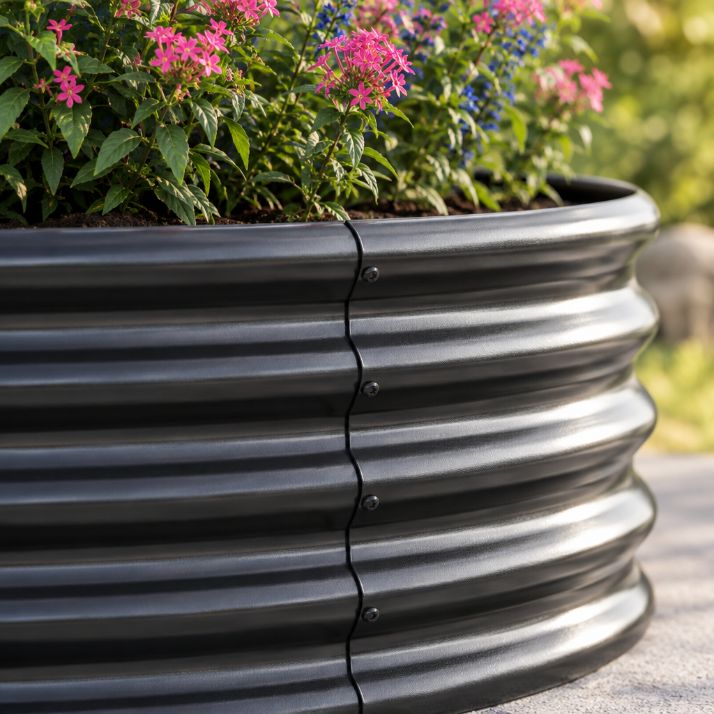 Round Metal Raised Garden Beds, 2 Pack, 11.42 in High, Black
