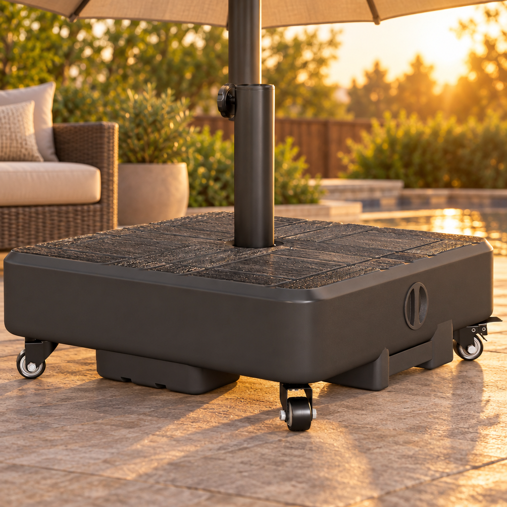Patio Umbrella Base with Wheels, Fillable