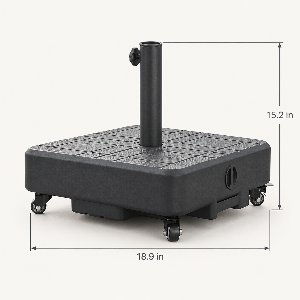 Patio Umbrella Base with Wheels, Fillable dimensions