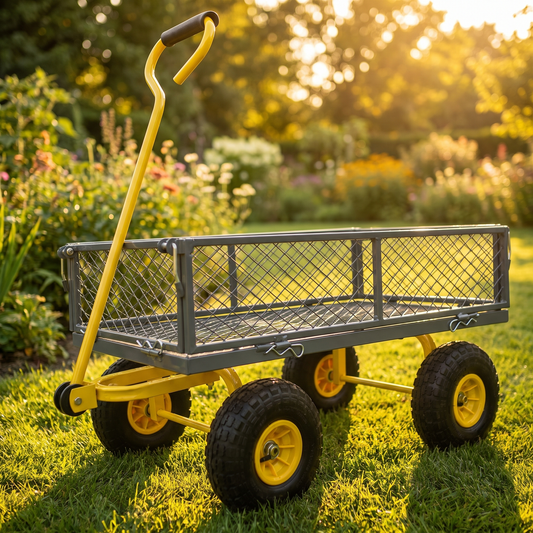 Steel Garden Cart with Swivel Handle and Removable Sides