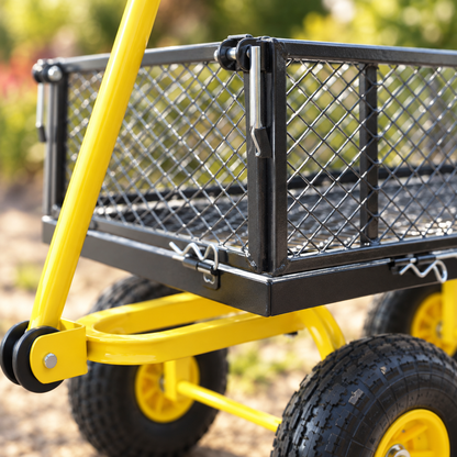 Steel Garden Cart with Swivel Handle and Removable Sides