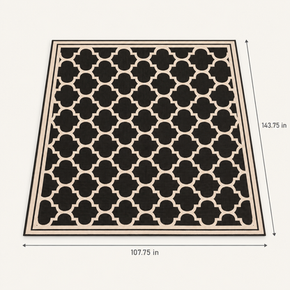 Reversible Outdoor Rug, Black and Beige dimensions