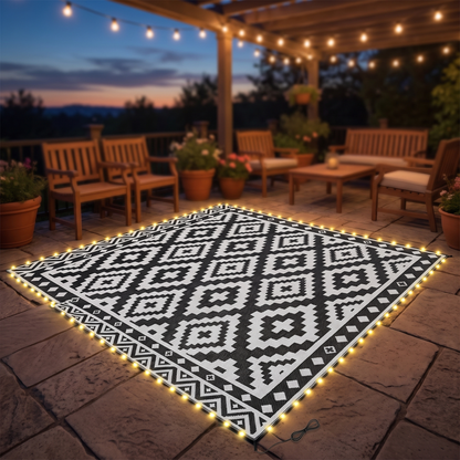 Reversible Outdoor Rug with LED Lights, 10 x 8 ft