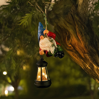 Solar Climbing Gnome Statue with Lantern