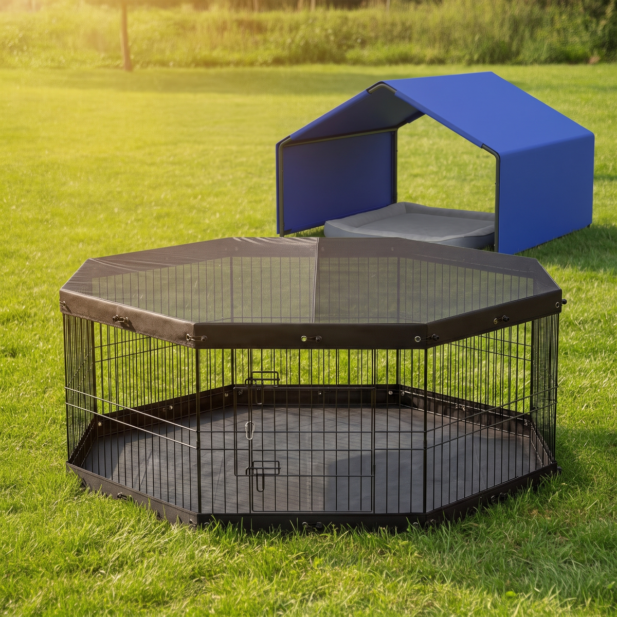Dog Playpen and Shade Shelter Set