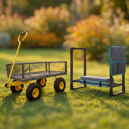 Garden Cart and Heavy Duty Kneeler Set
