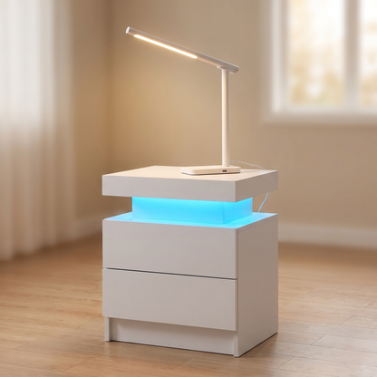 LED Nightstand and Desk Lamp Bedroom Set