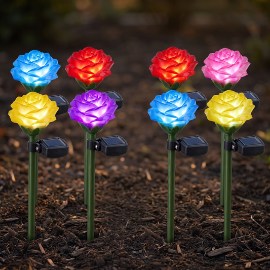 Solar Rose Flower Garden Lights, 8 Pack (2 x 4 Pack)
