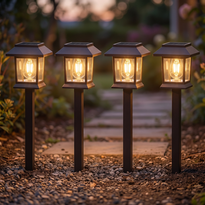 Solar Tungsten Filament Garden Lights, 4 Pack