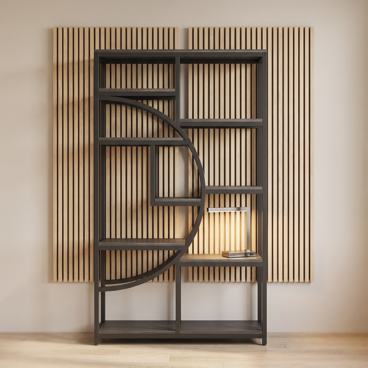 Reading Nook Bookcase, Acoustic Panel and Lamp Set