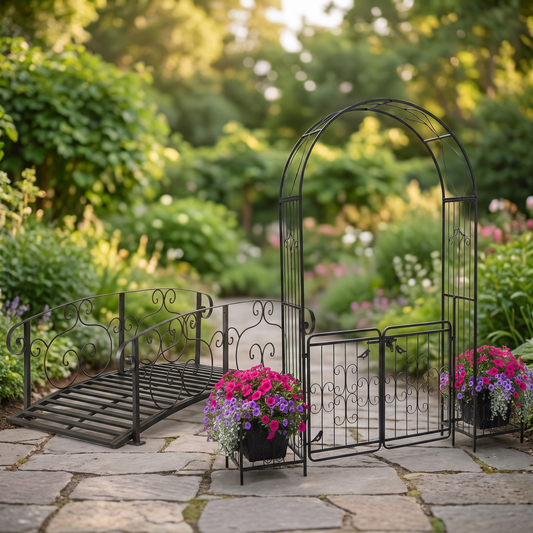 Garden Bridge and Arbor Arch Set