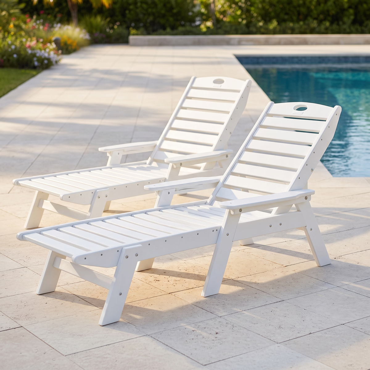 6-Position Chaise Lounge Chairs, Set of 2