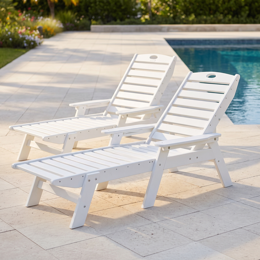 6-Position Chaise Lounge Chairs, Set of 2