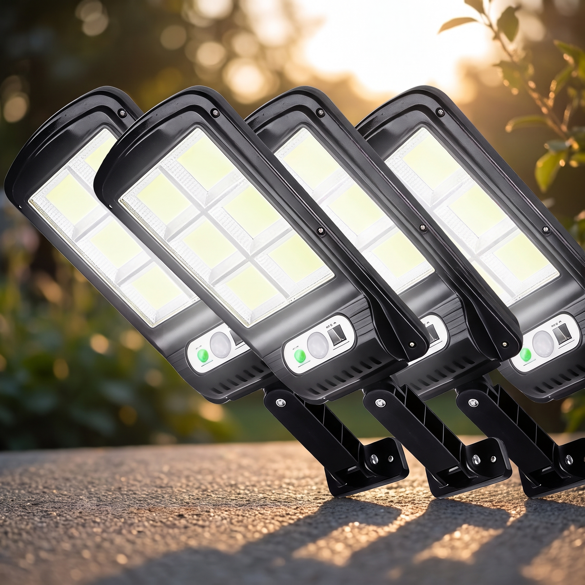 Solar Motion Sensor Street Lights, 4 Pack
