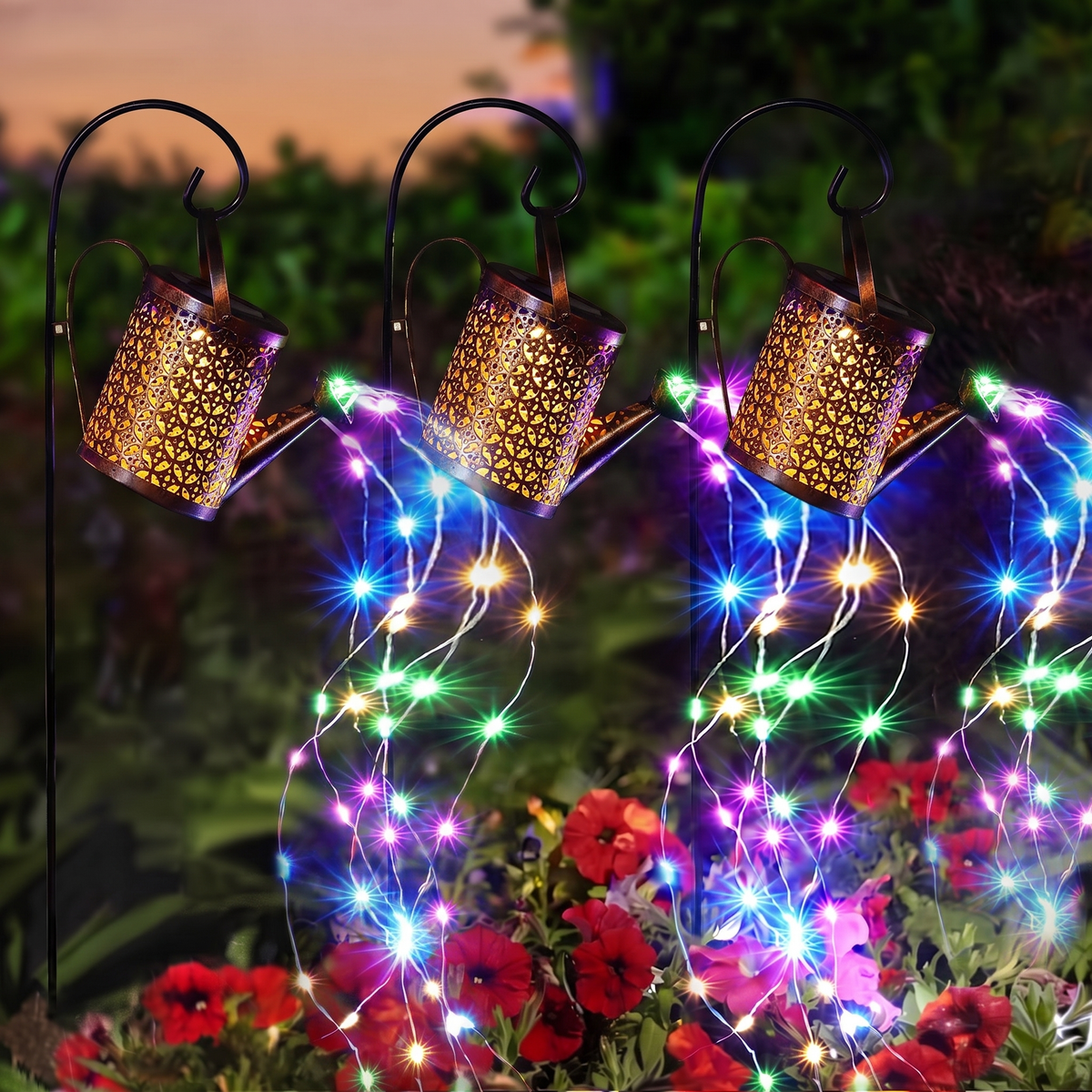 Solar Watering Can Garden Lights, 3 Pack
